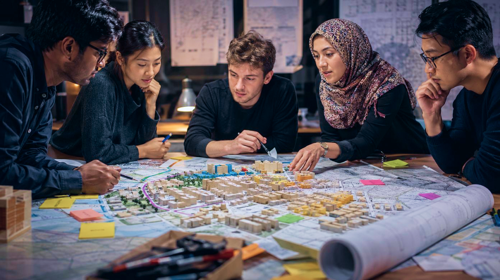 Students collaborating on a capstone concept