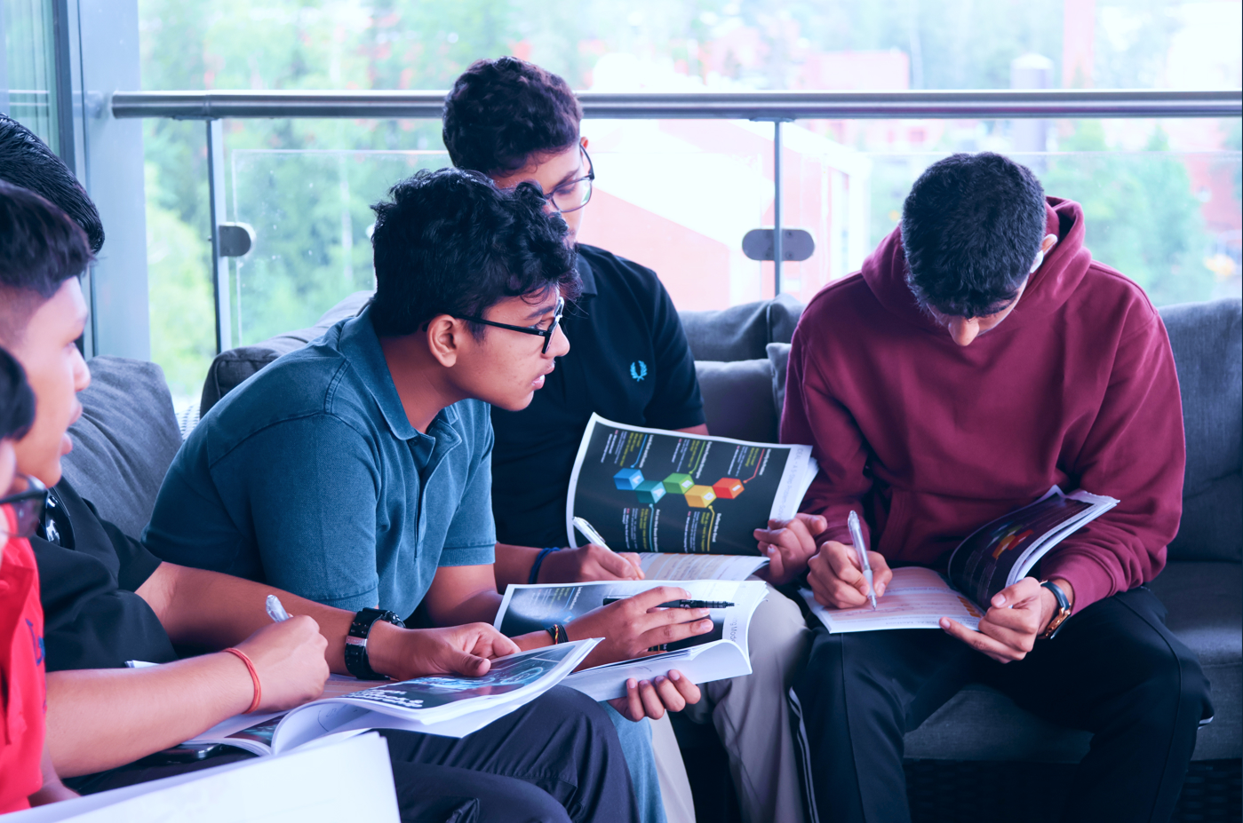 Students collaborating in a group learning session